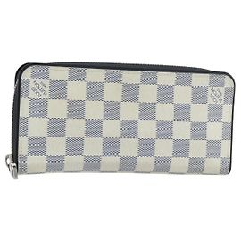 LOUIS VUITTON Damier Azur Zippy Wallet Vertical Long Wallet N62632 Auth 181462A