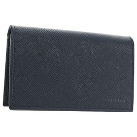 Portacarte PRADA in pelle Safiano Navy Silver 2MC122 Auth am11686V