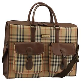 Borsa Business Burberrys Nova Check in tela 2way Beige Auth 180196