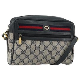 Borsa a tracolla GUCCI GG Supreme Sherry Line PVC Blu Navy Oro 119 02 087 Auth BA13075