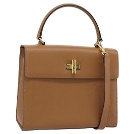 Céline Borsa CELINE in pelle 2way Marrone Oro Auth 182814
