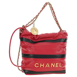 CHANEL Mini Bag Chanel 22 in pelle di agnello 2way Rosso Oro CC Autentica 181415SM