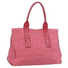 Miu Miu Tote Bag Canvas Gold Red Auth 182084A