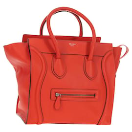 Borsa CELINE Luggage Mini Shopper in pelle Arancione Argento Autentica 181473SAM - Céline