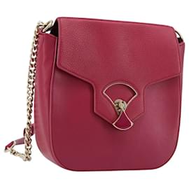 Bulgari Borsa a Spalla con Catena BVLGARI in Pelle Pink Gold Auth BA13069A
