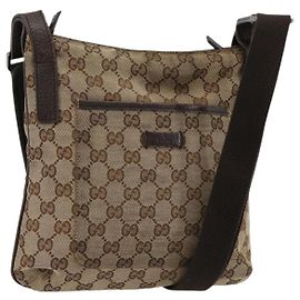 Sac à bandoulière GUCCI GG Canvas Beige Argent 122793 Auth 180064