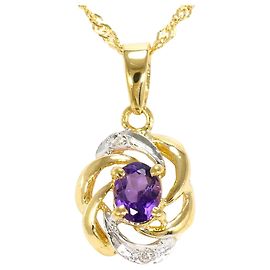 Autre Marque Collana in oro 18K con ametista e diamante