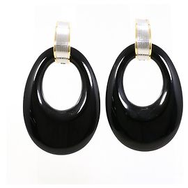 Autre Marque Brincos pendentes elegantes em ouro amarelo 18K e platina