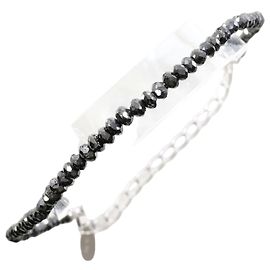 Autre Marque Elegante bracciale con charm in oro bianco 18K con diamanti neri