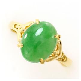 Autre Marque 18K Gelbgold-Ring mit Jade