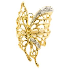 Autre Marque 18K Gelbgold- und Platinring mit Diamant