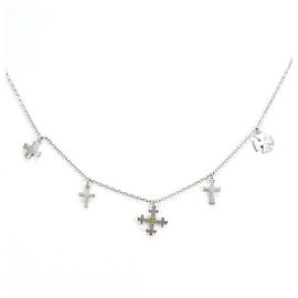 Autre Marque Collier en or blanc 18K avec diamant vert