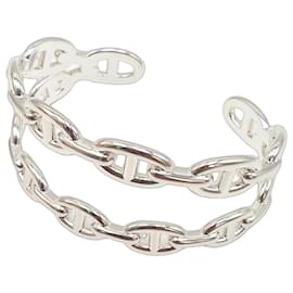 Hermès Chaine d'Ancre Enchainée Double Bracelet in Sterling Silver LG