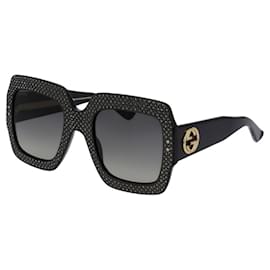 Gucci Gafas de Sol Oversized Crystal - Negro y Oro
