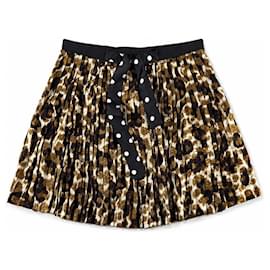 Falda plisada de seda Louis Vuitton estampado leopardo