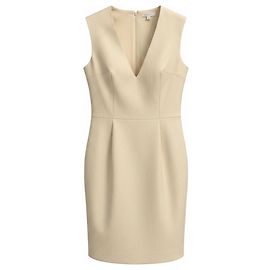 Ärmelloses beigefarbenes The Row Midi-Kleid aus Stretch-Lammleder mit V-Ausschnitt