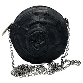 Mini borsa a tracolla in pelle nera con rosetta Valentino - Valentino Garavani