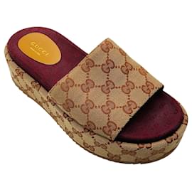 Sandali Slide Gucci Monogramma GG Beige / Rosso Mattone