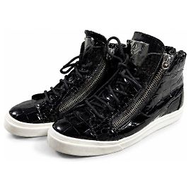 Sneakers Giuseppe Zanotti Donna Pelle Vernice Nera Effetto Coccodrillo