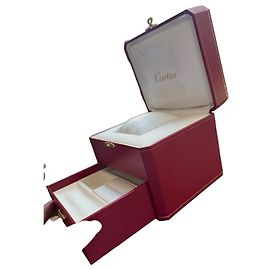 Cartier Red Leather Watch Box with Drawer