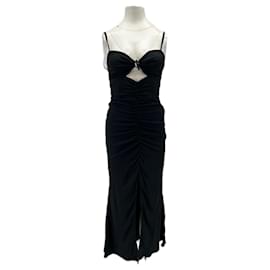 Longchamp Schwarzes langes Seidenkleid
