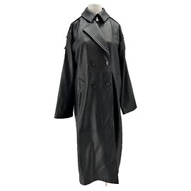 Gabardina de cuero negra Yves Salomon