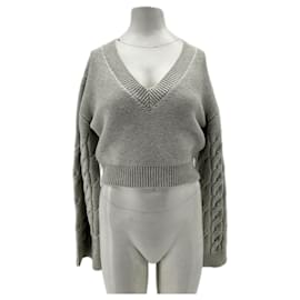 ATTIRE Wollpullover mit V-Ausschnitt Grau S - Autre Marque