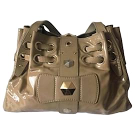 Jimmy Choo Sac Seau en Cuir Verni Beige
