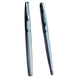 Waterman Silver-Tone Fountain and Ballpoint Pen Set with Stand - Autre Marque
