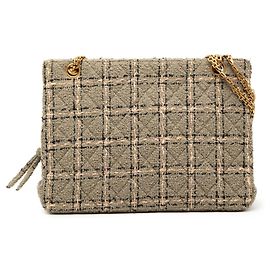 Borsa a tracolla Chanel Quadrato Box in tweed beige multicolore e pelle