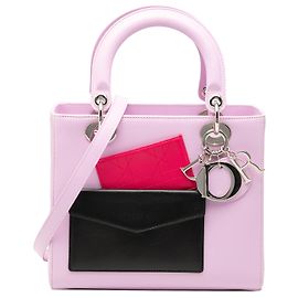 Lady Dior in pelle di vitello rosa, misura Medium