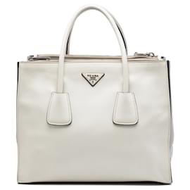 Borsa Prada White Glace Calf Twin Pocket Double Handle