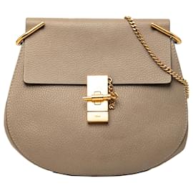 Chloé Borsa a tracolla Drew in pelle di vitello granulata marrone