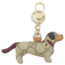 Charm per borsa Gucci beige e marrone scuro pelle tela