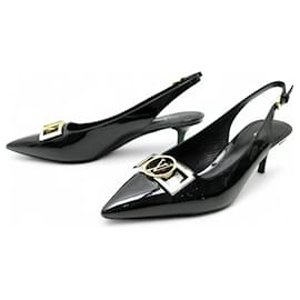 ZAPATOS LOUIS VUITTON INSIDER SLINGBACK 1A66C0 CUERO PINTADO NEGRO LOGO LV