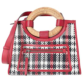 Borsa shopper Fendi Runaway Plaid in tela rossa