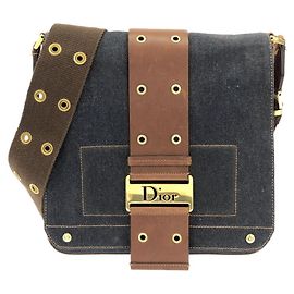 Borsa a tracolla in denim e pelle Christian Dior