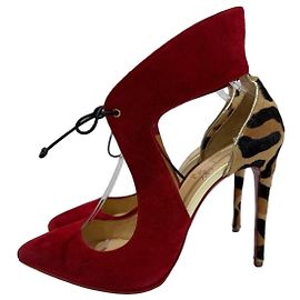Décolleté Christian Louboutin Ferme Rouge 100 Camoscio Rosso