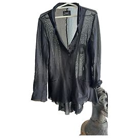 Autre Marque Blusa PLU de malha de algodão preta assimétrica
