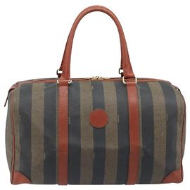 Fendi Vintage Pequin Boston Coated Canvas Large