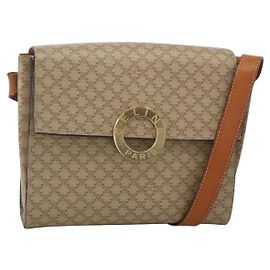 Céline Celine Vintage Macadam Circle Logo Canvas and Leather