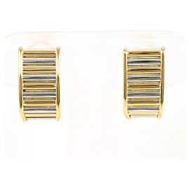 Autre Marque Pendientes de aro en platino 18K y oro amarillo