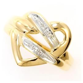 Autre Marque 18K Gelbgold- und Platinring mit grünem Diamanten
