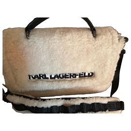 Karl Lagerfeld Borsa a Tracolla in Shearling Crema