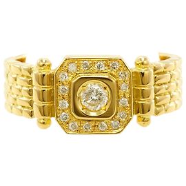 Autre Marque 18K Yellow Gold Band Ring with Diamond