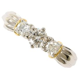 Autre Marque Anillo de banda en platino PT900 y oro amarillo de 18K con diamante