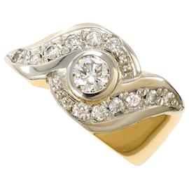Autre Marque PT900 Platin 18K Gelbgold Diamantring