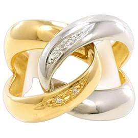 Platin- und Gelbgold-Ring mit Diamant - Autre Marque