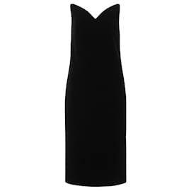 Vestido Midi Loewe de Terciopelo Negro Cuello en V