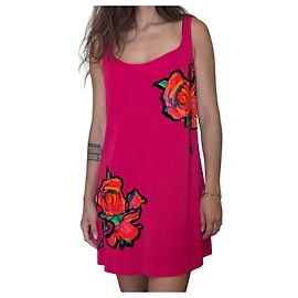 Louis Vuitton Rosa Viskose-Sommerkleid mit Rosenmuster